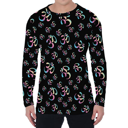 Om Sign Pattern Print Men's Long Sleeve T-Shirt