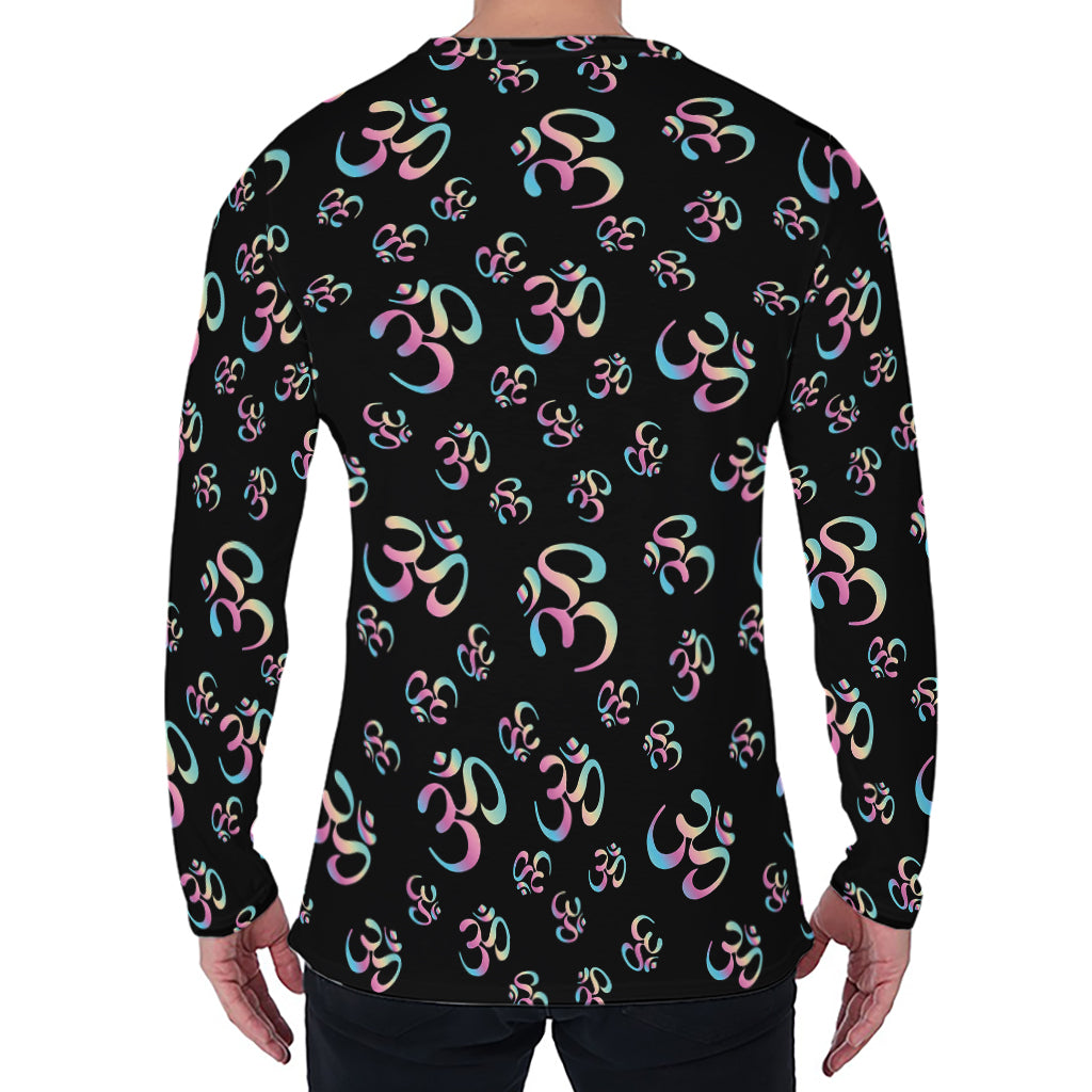 Om Sign Pattern Print Men's Long Sleeve T-Shirt