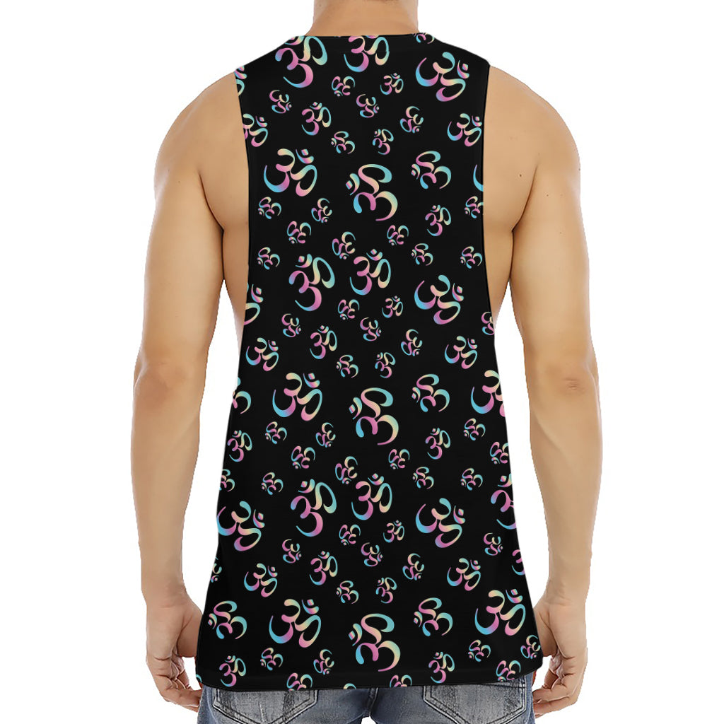 Om Sign Pattern Print Men's Muscle Tank Top