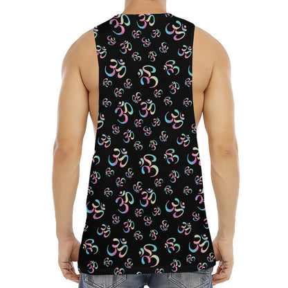Om Sign Pattern Print Men's Muscle Tank Top