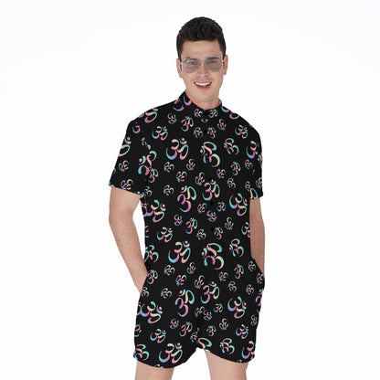 Om Sign Pattern Print Men's Rompers
