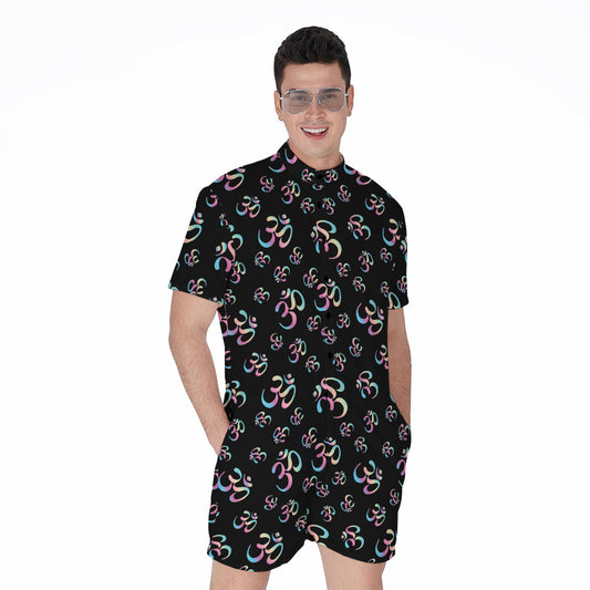 Om Sign Pattern Print Men's Rompers