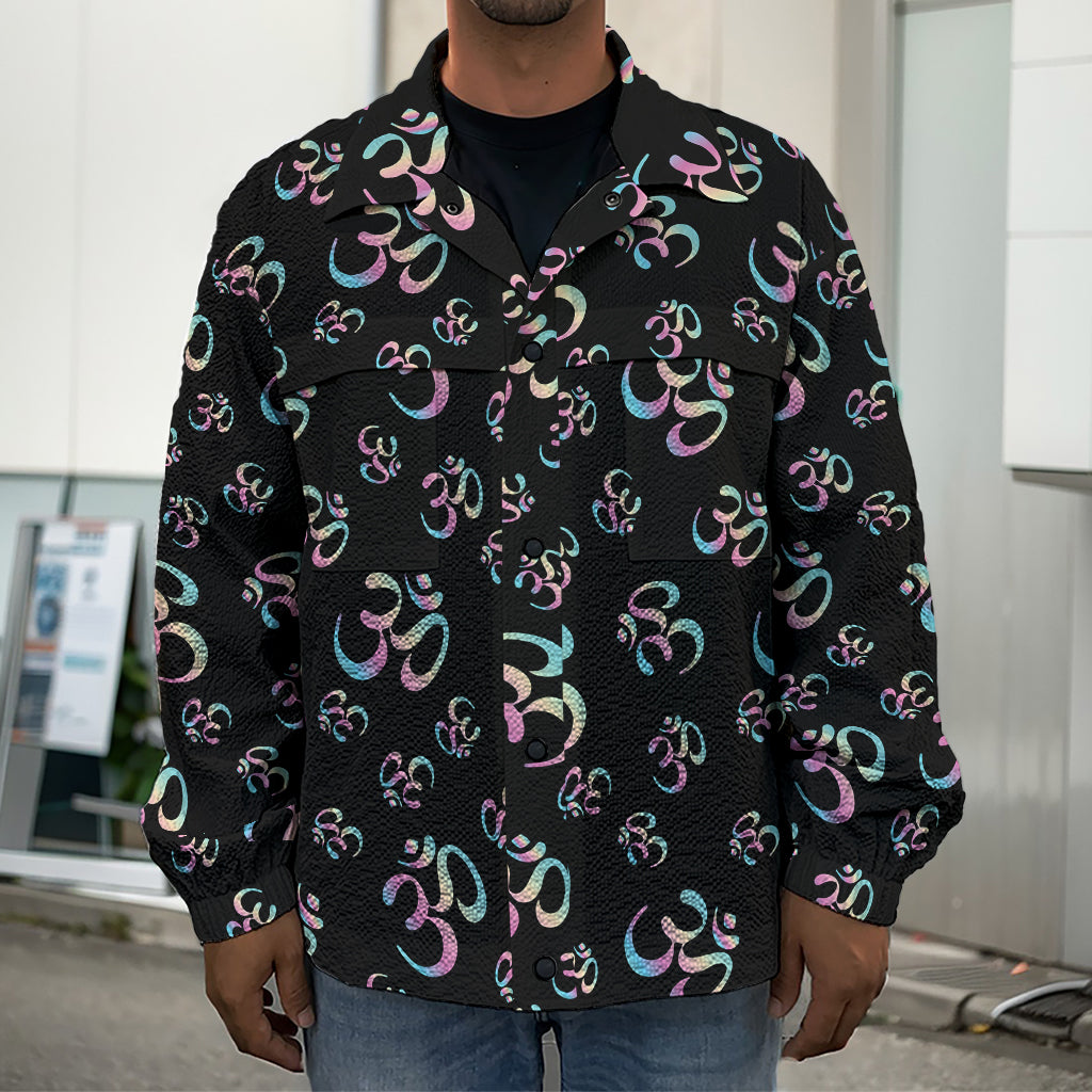 Om Sign Pattern Print Men's Shirt Jacket