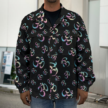 Om Sign Pattern Print Men's Shirt Jacket