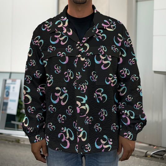 Om Sign Pattern Print Men's Shirt Jacket