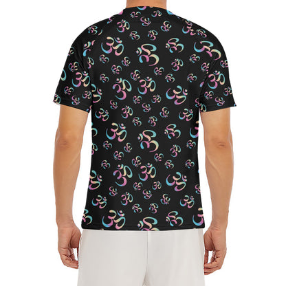 Om Sign Pattern Print Men's Short Sleeve Rash Guard