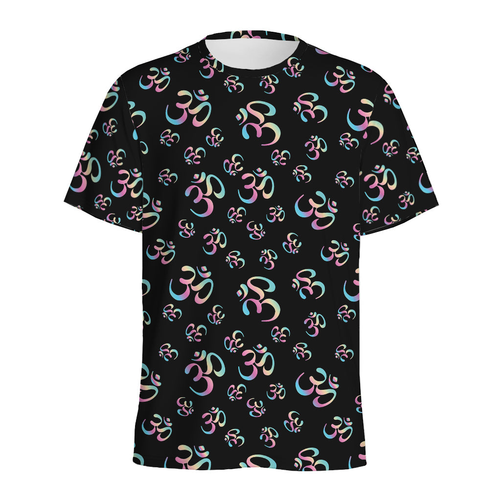Om Sign Pattern Print Men's Sports T-Shirt