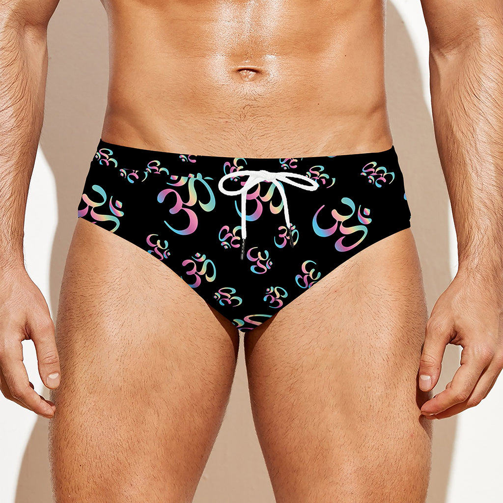 Om Sign Pattern Print Men's Swim Briefs