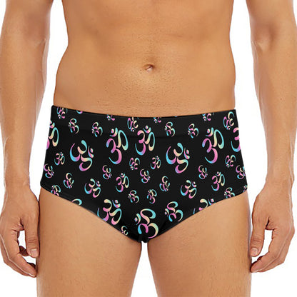 Om Sign Pattern Print Men's Triangle Swim Briefs