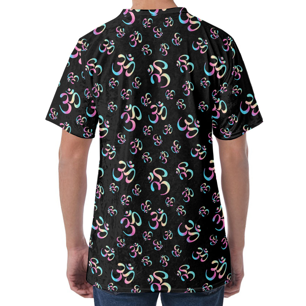 Om Sign Pattern Print Men's Velvet T-Shirt