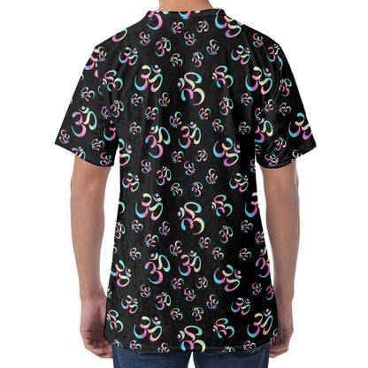 Om Sign Pattern Print Men's Velvet T-Shirt