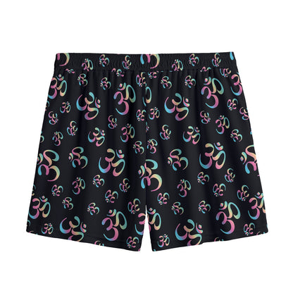 Om Sign Pattern Print Mesh Shorts