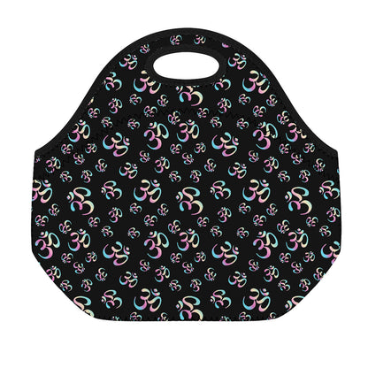 Om Sign Pattern Print Neoprene Lunch Bag