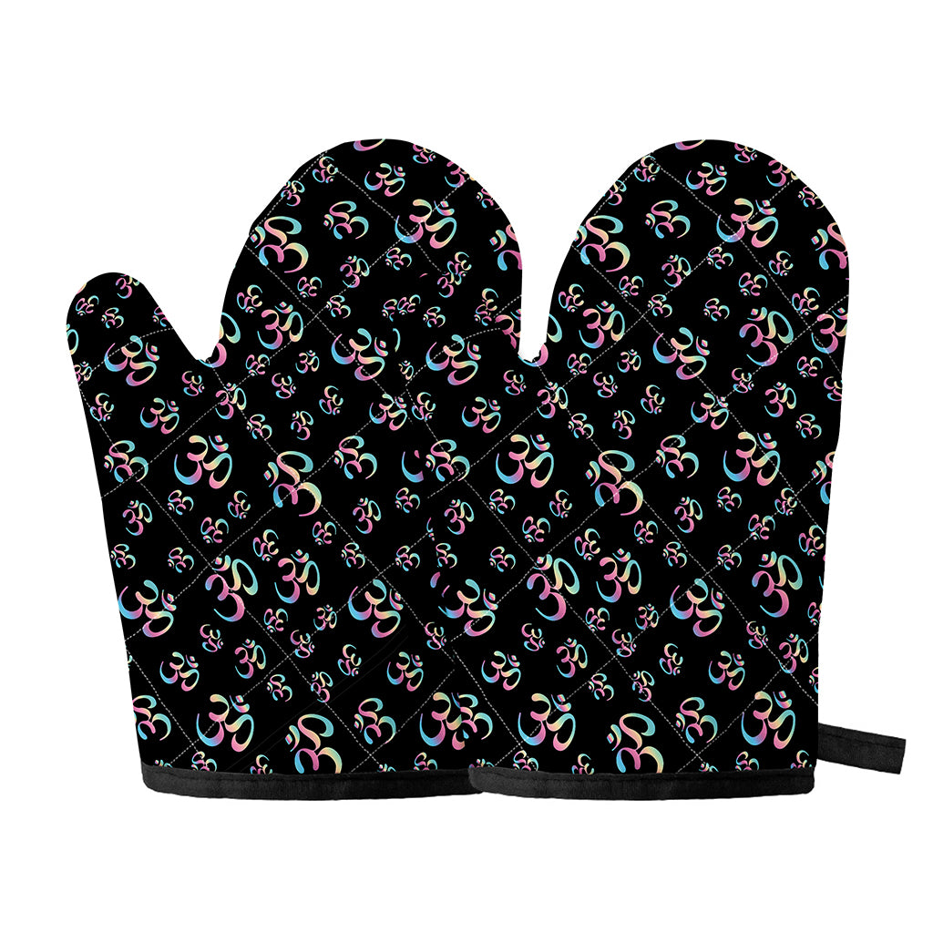 Om Sign Pattern Print Oven Mitts