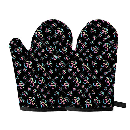 Om Sign Pattern Print Oven Mitts