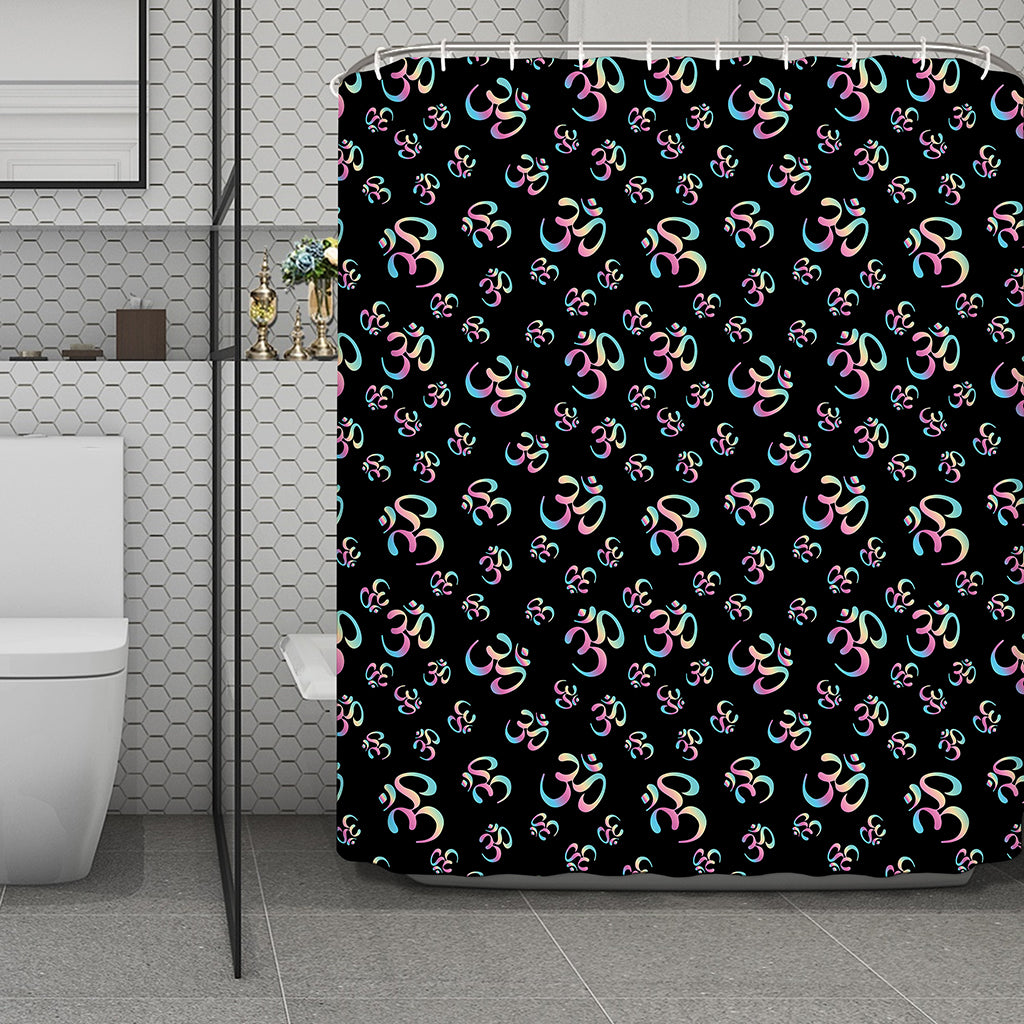 Om Sign Pattern Print Polyester Shower Curtain