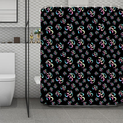 Om Sign Pattern Print Polyester Shower Curtain