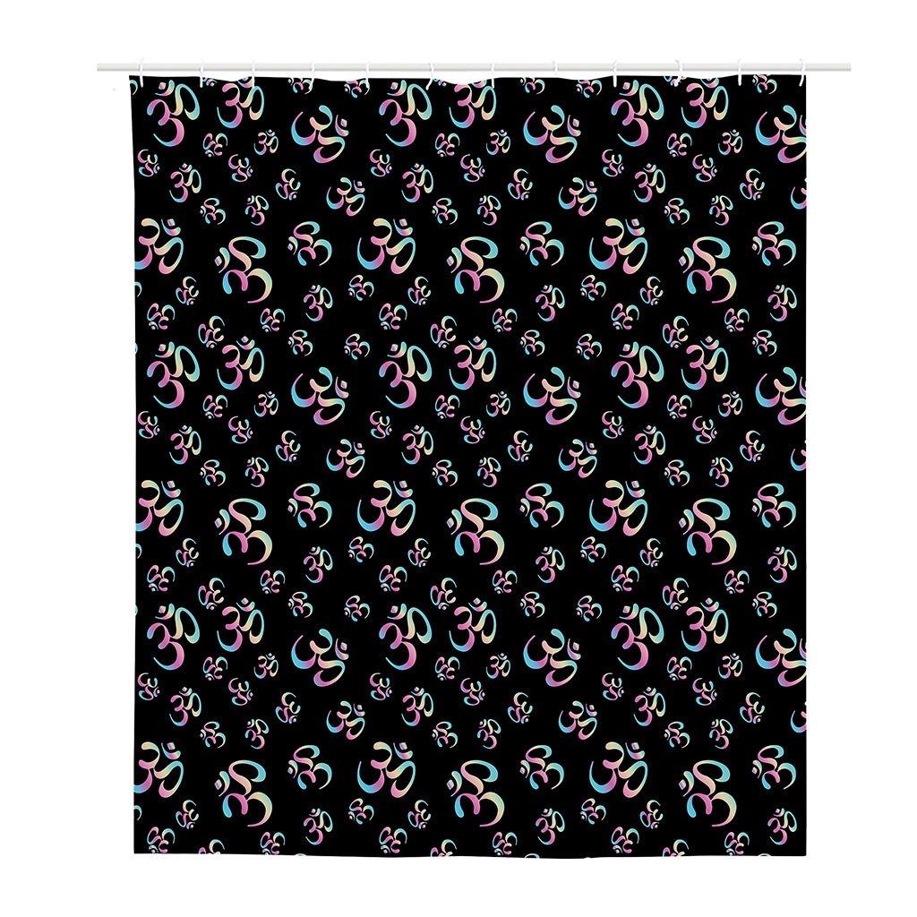 Om Sign Pattern Print Polyester Shower Curtain