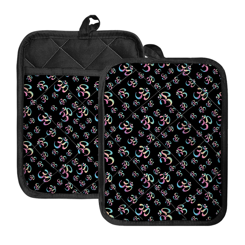 Om Sign Pattern Print Pot Holders With Pocket