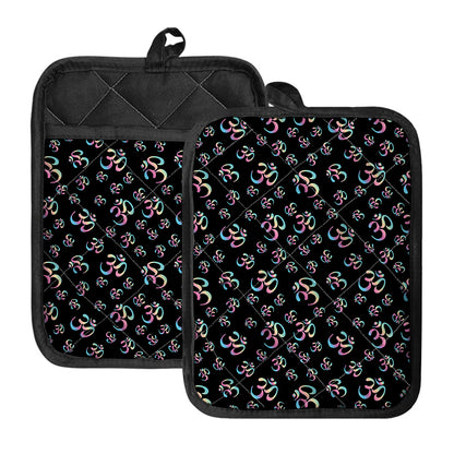Om Sign Pattern Print Pot Holders With Pocket