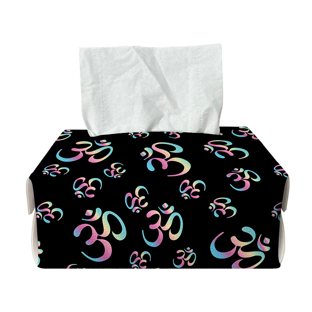 Om Sign Pattern Print Rectangle Tissue Box Cover