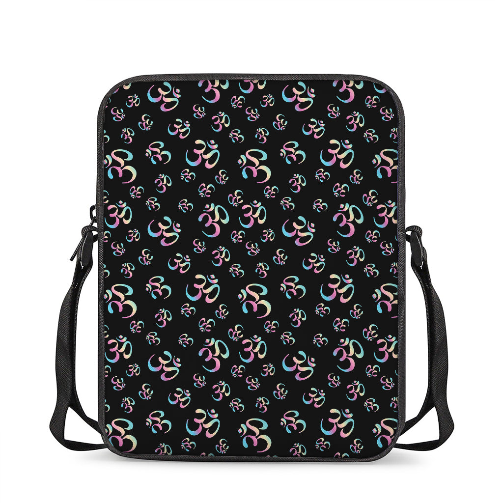 Om Sign Pattern Print Rectangular Crossbody Bag