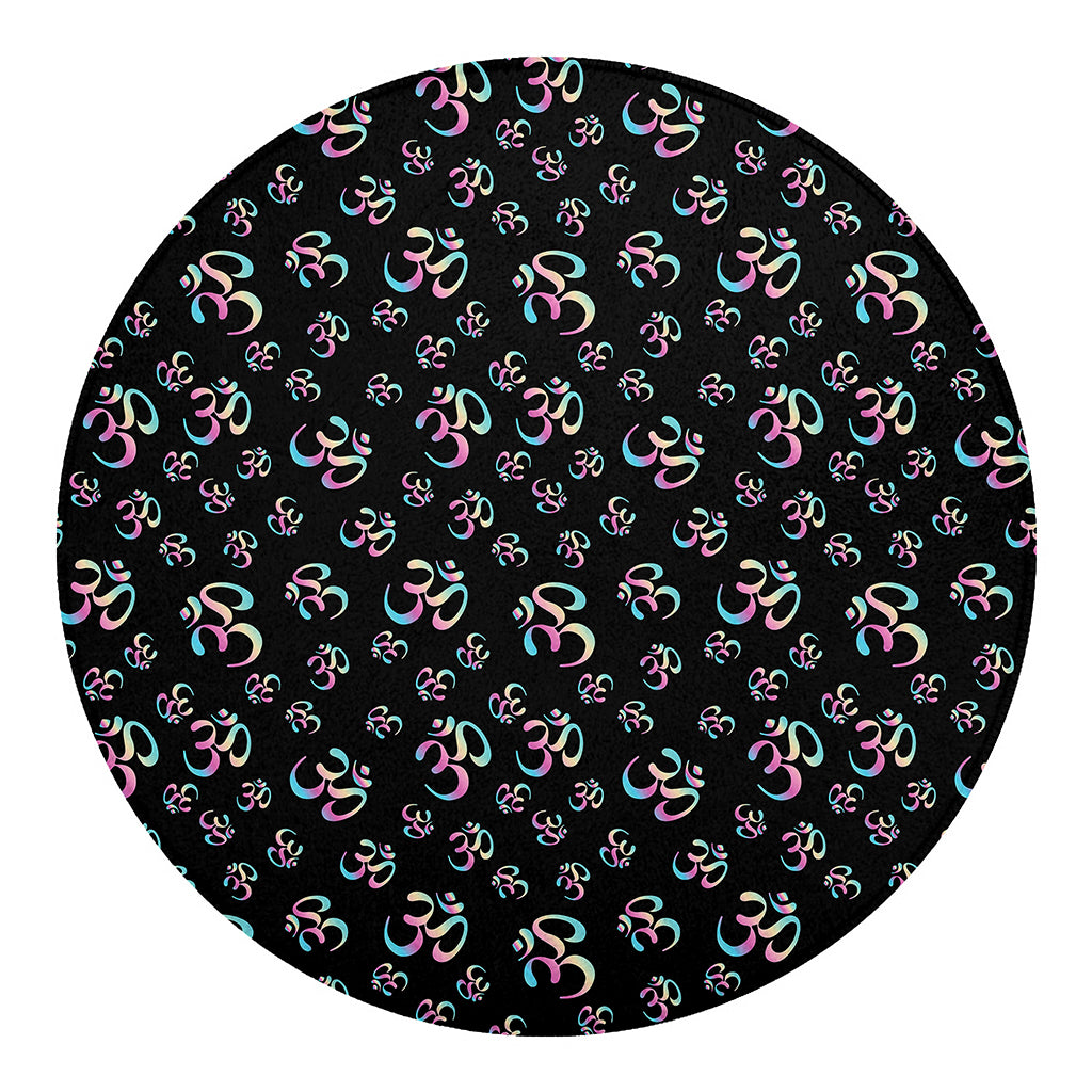 Om Sign Pattern Print Round Blanket