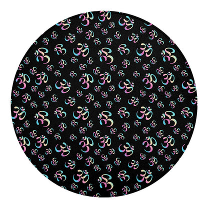 Om Sign Pattern Print Round Blanket