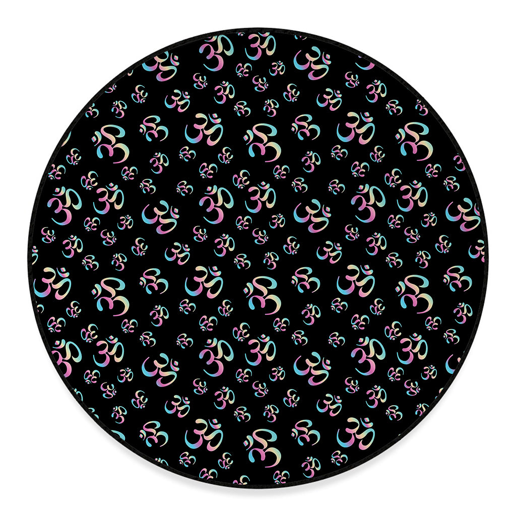 Om Sign Pattern Print Round Floor Mat