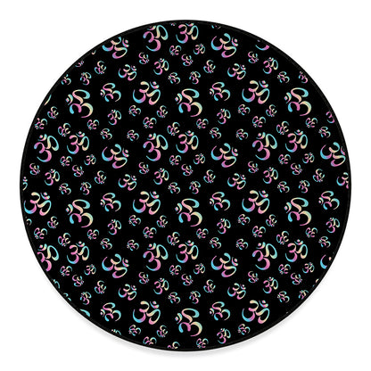 Om Sign Pattern Print Round Floor Mat