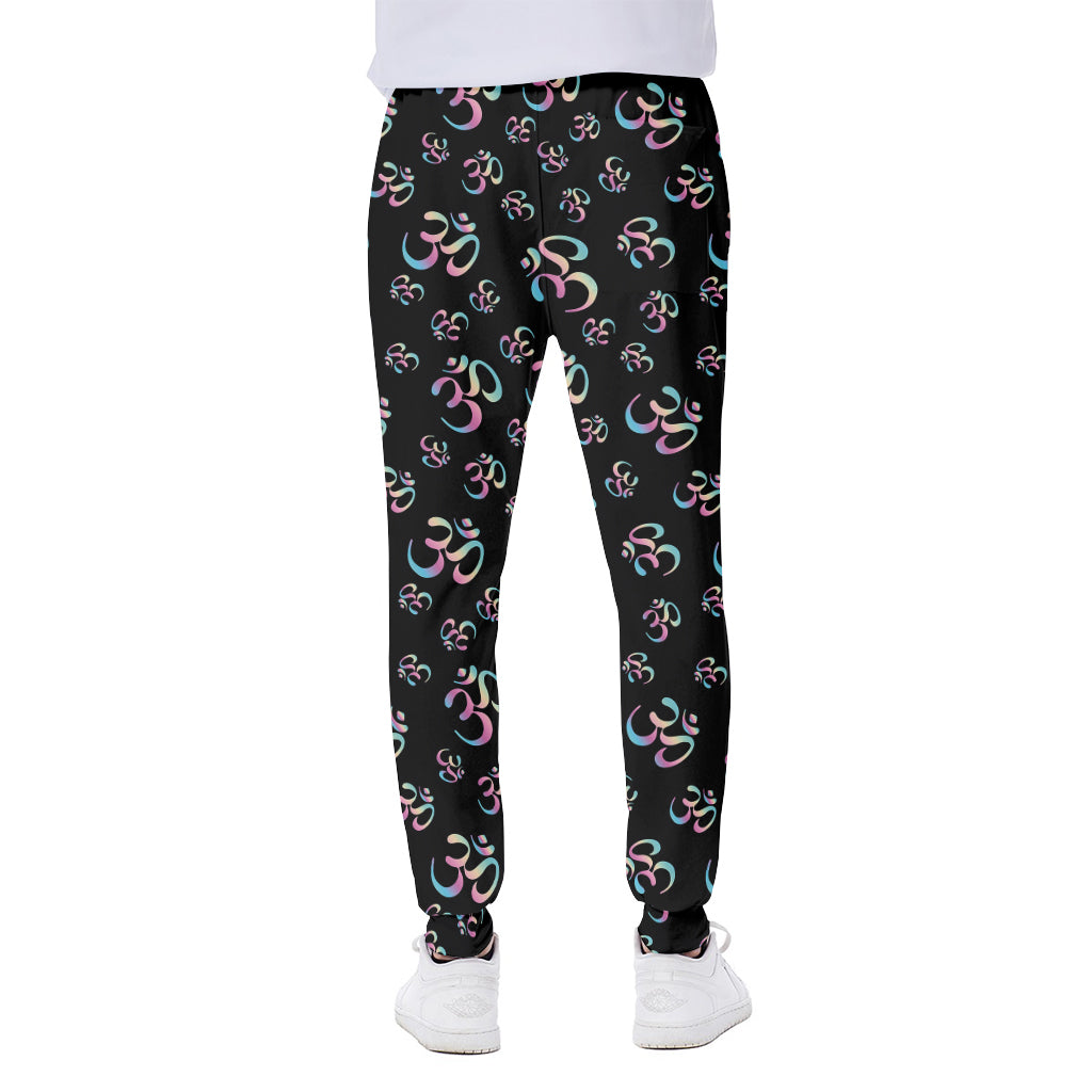 Om Sign Pattern Print Scuba Joggers
