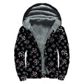 Om Sign Pattern Print Sherpa Lined Zip Up Hoodie