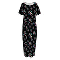 Om Sign Pattern Print Short Sleeve Long Nightdress