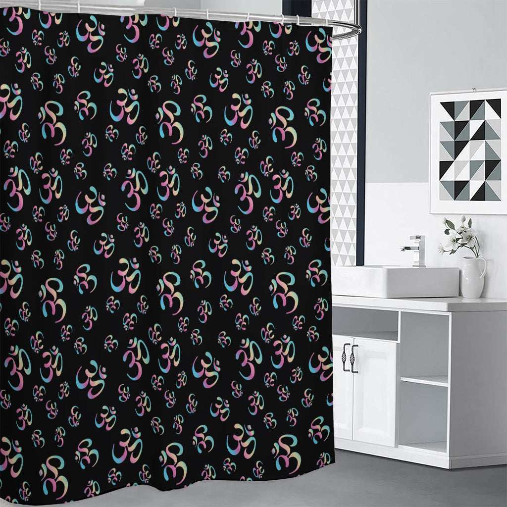 Om Sign Pattern Print Shower Curtain
