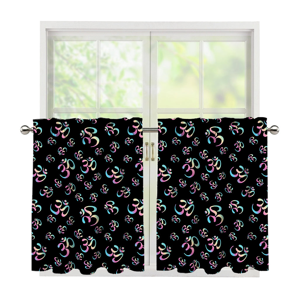Om Sign Pattern Print Tier Curtains