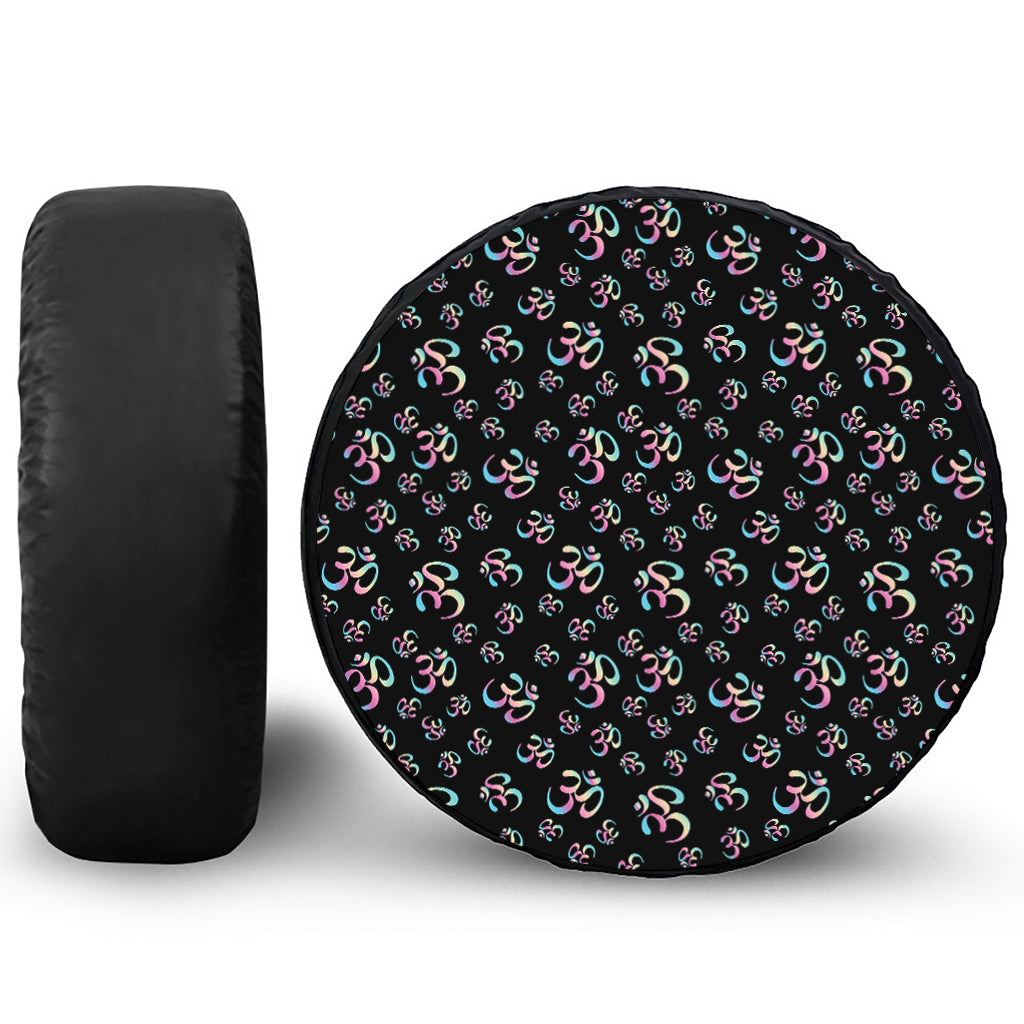 Om Sign Pattern Print Tire Cover