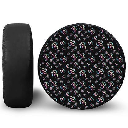 Om Sign Pattern Print Tire Cover