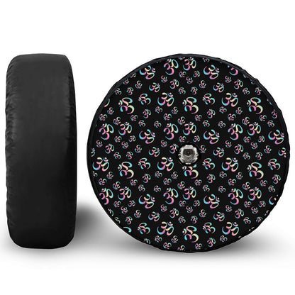 Om Sign Pattern Print Tire Cover With Camera Hole
