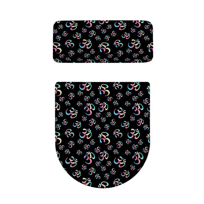 Om Sign Pattern Print Toilet Lid And Tank Cover Set