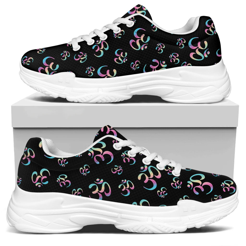 Om Sign Pattern Print White Chunky Shoes