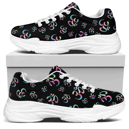 Om Sign Pattern Print White Chunky Shoes