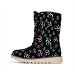 Om Sign Pattern Print Winter Boots