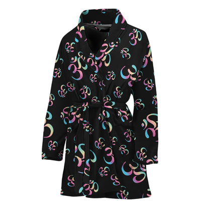 Om Sign Pattern Print Women's Bathrobe