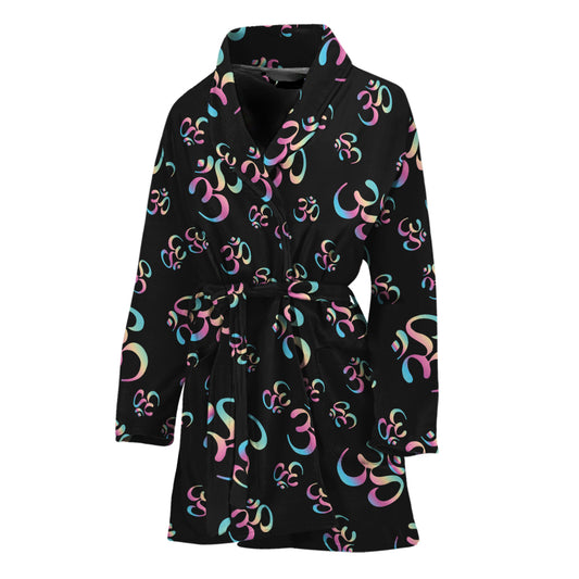 Om Sign Pattern Print Women's Bathrobe