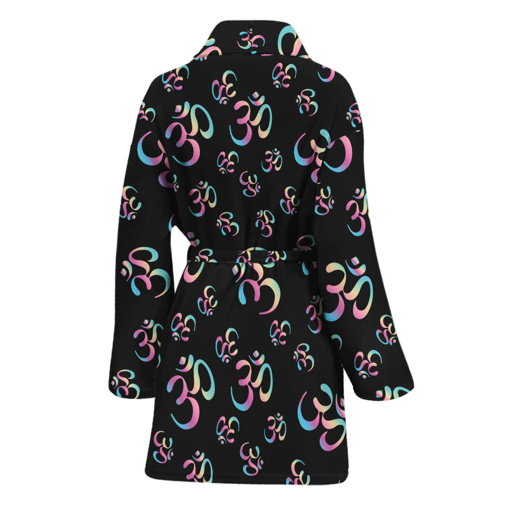 Om Sign Pattern Print Women's Bathrobe