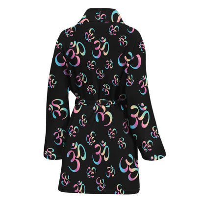 Om Sign Pattern Print Women's Bathrobe