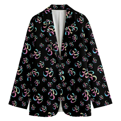 Om Sign Pattern Print Women's Blazer