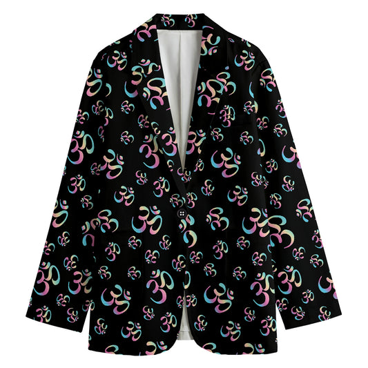 Om Sign Pattern Print Women's Cotton Blazer