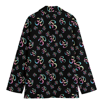 Om Sign Pattern Print Women's Cotton Blazer