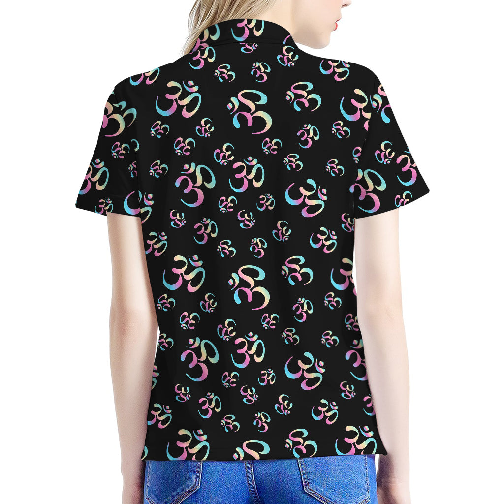 Om Sign Pattern Print Women's Polo Shirt